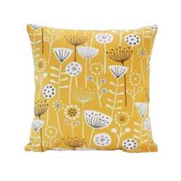 Scandi Floral Bergen Ochre Yellow Cushion Cover, Handmade Cotton Throw Pillow - thumbnail 3
