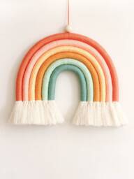 Retro Colors Macrame Rainbow Wall Hanging, Fiber Rainbow, Nursery Art, Baby Gift