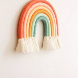 Retro Colors Macrame Rainbow Wall Hanging, Fiber Rainbow, Nursery Art, Baby Gift - thumbnail 3