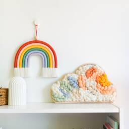 Retro Colors Macrame Rainbow Wall Hanging, Fiber Rainbow, Nursery Art, Baby Gift - thumbnail 4