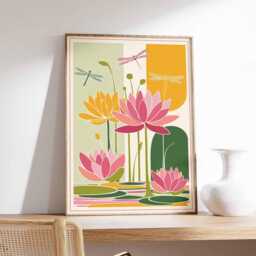 Water Lily Poster, Botanical Wall Art, Nature Prints, Floral Art Print, Flower Decor, Garden Decor - thumbnail 2