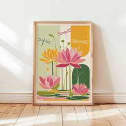 Water Lily Poster, Botanical Wall Art, Nature Prints, Floral Art Print, Flower Decor, Garden Decor - thumbnail 1