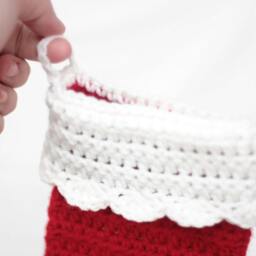 Crochet Christmas Stocking - Classic Red & White Sock Santa - thumbnail 3