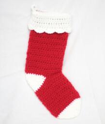 Crochet Christmas Stocking - Classic Red & White Sock Santa - thumbnail 1