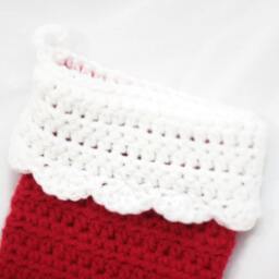Crochet Christmas Stocking - Classic Red & White Sock Santa - thumbnail 2