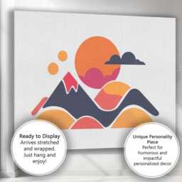 Abstract Sunset Mountains Modern Landscape Illustration Canvas Wall Art Print Decor Picture Ready To Hang - thumbnail 3