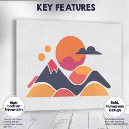 Abstract Sunset Mountains Modern Landscape Illustration Canvas Wall Art Print Decor Picture Ready To Hang - thumbnail 1