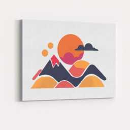 Abstract Sunset Mountains Modern Landscape Illustration Canvas Wall Art Print Decor Picture Ready To Hang - thumbnail 4