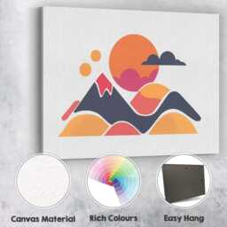 Abstract Sunset Mountains Modern Landscape Illustration Canvas Wall Art Print Decor Picture Ready To Hang - thumbnail 2