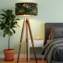 Handmade By Order Green Gold Floral Plant Pattern On Velvet Drum Lamp Shade Pendant Light All Shapes & Sizes Available - thumbnail 2