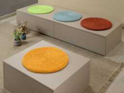 Mustard Chair Cushion, Modern Pads, Cotton Round Rugs, Knitted Pad, Seat 37 Colors, Large & Small Sizes - thumbnail 1
