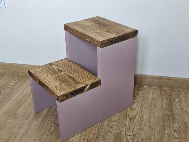Handmade Redwood Step Stool Rustic Kitchen Decor - image 1
