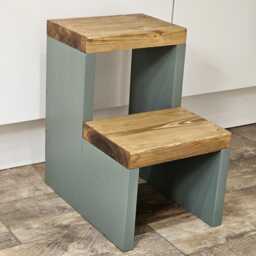 Handmade Redwood Step Stool Rustic Kitchen Decor - thumbnail 2