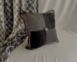 Designers Guild Quilted Pillow Cover Black Velvet Chenille, Bohemian Style - 18 - thumbnail 1