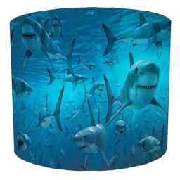 Great White Shark Drum Lampshade For Ceiling Light Pendants Or Table Lamp Bases - thumbnail 2