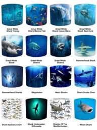 Great White Shark Drum Lampshade For Ceiling Light Pendants Or Table Lamp Bases - thumbnail 1