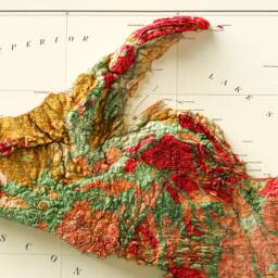Geological Map Of The Upper Peninsula in Michigan - C.1911 - Vintage Shaded Relief - thumbnail 2
