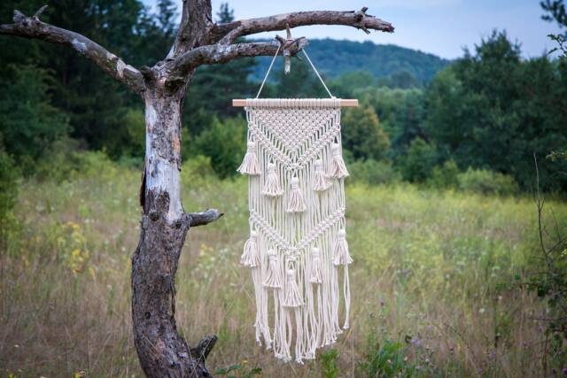 Macrame Wall Hanging Tassels Bedroom Decor Woven Natural White Macrame Bohemian Home Boho Art Modern Tapestry - image 1