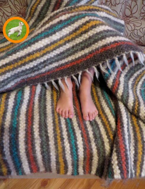 Handmade Wool Blanket Throw Striped Woven Rug, Carpathian Design - 220x140cm - image 1