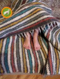 Handmade Wool Blanket Throw Striped Woven Rug, Carpathian Design - 220x140cm