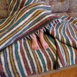 Handmade Wool Blanket Throw Striped Woven Rug, Carpathian Design - 220x140cm - thumbnail 2