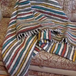 Handmade Wool Blanket Throw Striped Woven Rug, Carpathian Design - 220x140cm - thumbnail 3