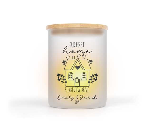 Personalised Glass Candle Holder Jar - Frosted & Lid Gift Ideas For New Home Couple 3rd Wedding Anniversary Autumn D??cor Him Her