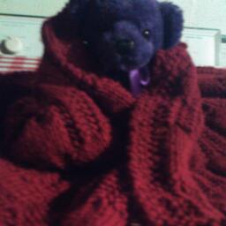 Burgundy Or Dark Red Handmade Hand-Knitted Baby Afghan Blanket Made With Worsted Weight Yarn - thumbnail 3