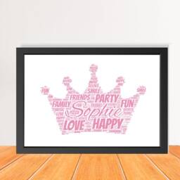 Personalised Crown Word Art Print - Custom Name Crown Cloud Wall D??cor Nursery Room Wall Decor Birthday Gift - thumbnail 3