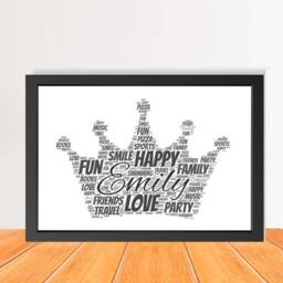 Personalised Crown Word Art Print - Custom Name Crown Cloud Wall D??cor Nursery Room Wall Decor Birthday Gift - thumbnail 2
