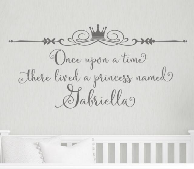 Wall Decals Girls Room Princess Decor Once Upon A Time There Lived Princess Personalized Decal Fairytale Quotes Nursery - image 1