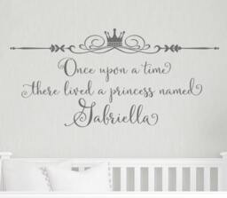 Wall Decals Girls Room Princess Decor Once Upon A Time There Lived Princess Personalized Decal Fairytale Quotes Nursery - thumbnail 1