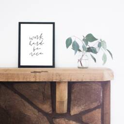 Work Hard Be Nice Print, Printable Wall Art, Inspirational Quote, Home Decor, Minimalist Office Digital Download - thumbnail 1