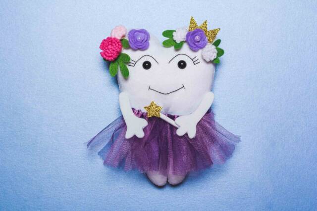 Personalized Tooth Fairy Pillow With Tutu Felt Keepsake, Nursery Decor - image 1