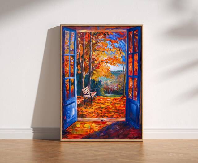 Open Window Henri Matisse Print, Style Fauvism Painting, Modern Exhibition Autumn Nature Fallen Leaves, Patio Door - image 1