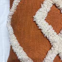 Hand Tufted Cushion Cover Brick Red Abstract Tassel Pillow - thumbnail 2