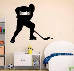 Personalized Ice Hockey Player Wall Decal Sports Decor 4389 - thumbnail 1