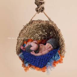 Chunky Cobalt Blue Baby Blanket Newborn Photography Prop - thumbnail 2
