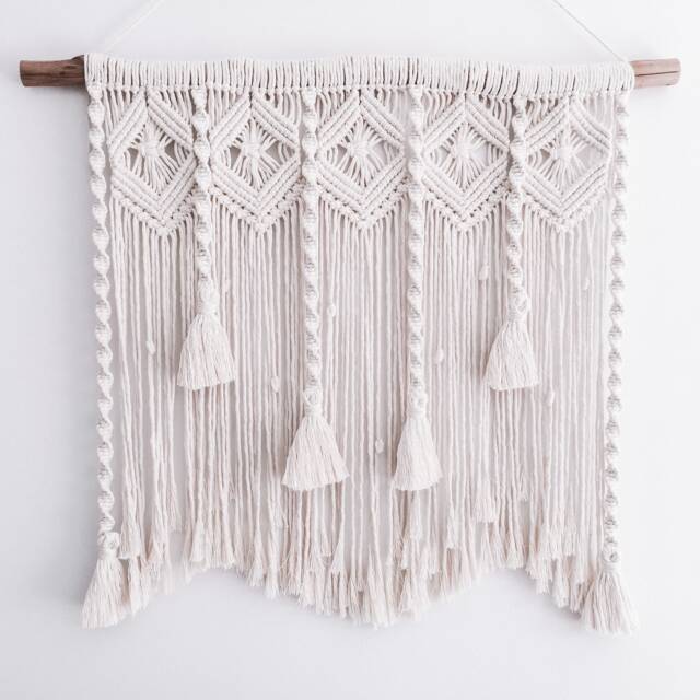 Large Macrame Wall Hanging - Spiraling Diamond Tapestry, Boho Decor - image 1
