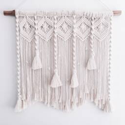 Large Macrame Wall Hanging - Spiraling Diamond Tapestry, Boho Decor - thumbnail 1