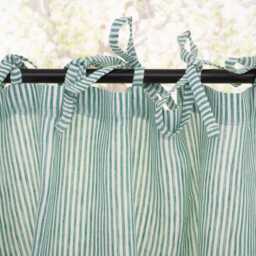Cafe Curtains, Light Filtering Cafe Drapery, Short Window Country Style Curtains With Tie Tops, Natural Striped Kitchen Curtains. 22/11 - thumbnail 2