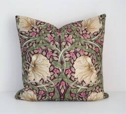 "Double Sided 16"" Pimpernel Pillow Cover. Design William Morris, Linen Blend Fabric. For Cushion Size 40x40 cm - 16""x16" - thumbnail 1