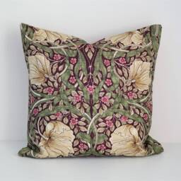 "Double Sided 16"" Pimpernel Pillow Cover. Design William Morris, Linen Blend Fabric. For Cushion Size 40x40 cm - 16""x16" - thumbnail 2