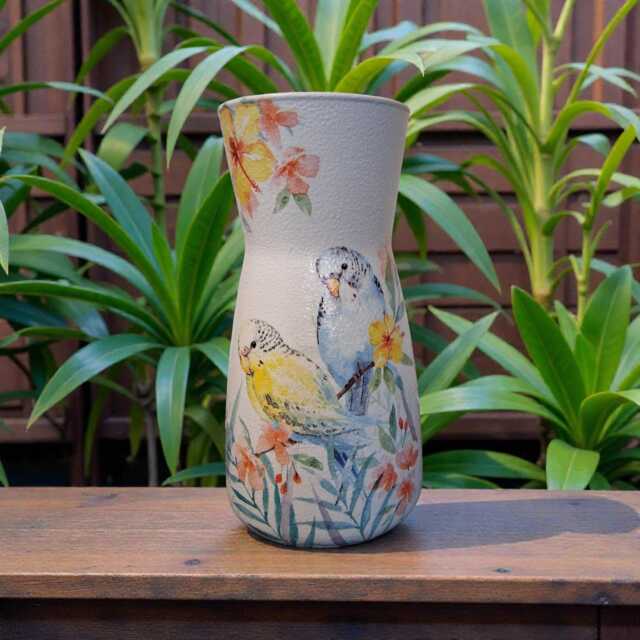 stunning Tropical Budgie Flower Vase, Bird Lover, Decor, Gifts For Mum, Nan, Housewarming, Birthday, Gifts - image 1