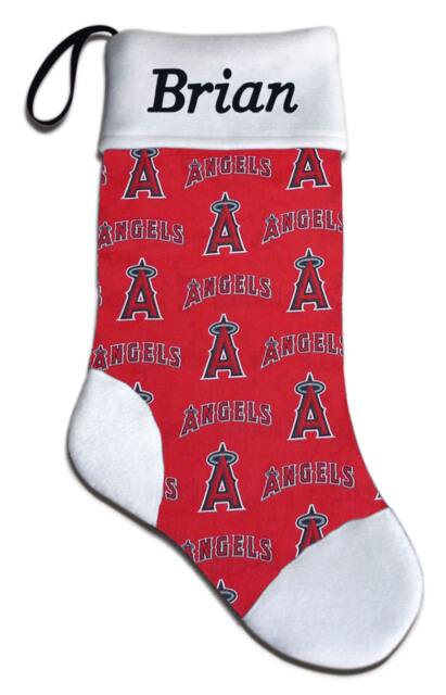 Personalized Baseball Christmas Stocking From Mlb La Los Angeles Angels Fabric