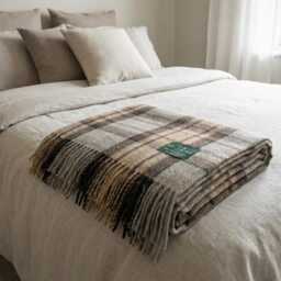 Mackeller Natural Pure Wool Tartan Blanket Throw Brand New - thumbnail 3