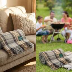 Mackeller Natural Pure Wool Tartan Blanket Throw Brand New - thumbnail 2