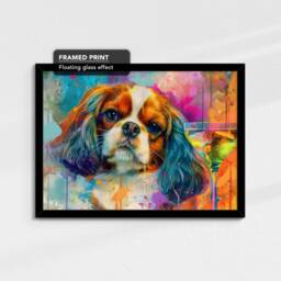 King Charles Spaniel Martini Glass Painting Framed Poster Print & Canvas Wall Decor Art Bar Kitchen Room Dog Gift Pet - thumbnail 2