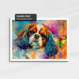King Charles Spaniel Martini Glass Painting Framed Poster Print & Canvas Wall Decor Art Bar Kitchen Room Dog Gift Pet - thumbnail 3