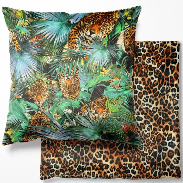 Velvet Cushion Cover, Tropical Wildlife Print, 18 Inch - image 1